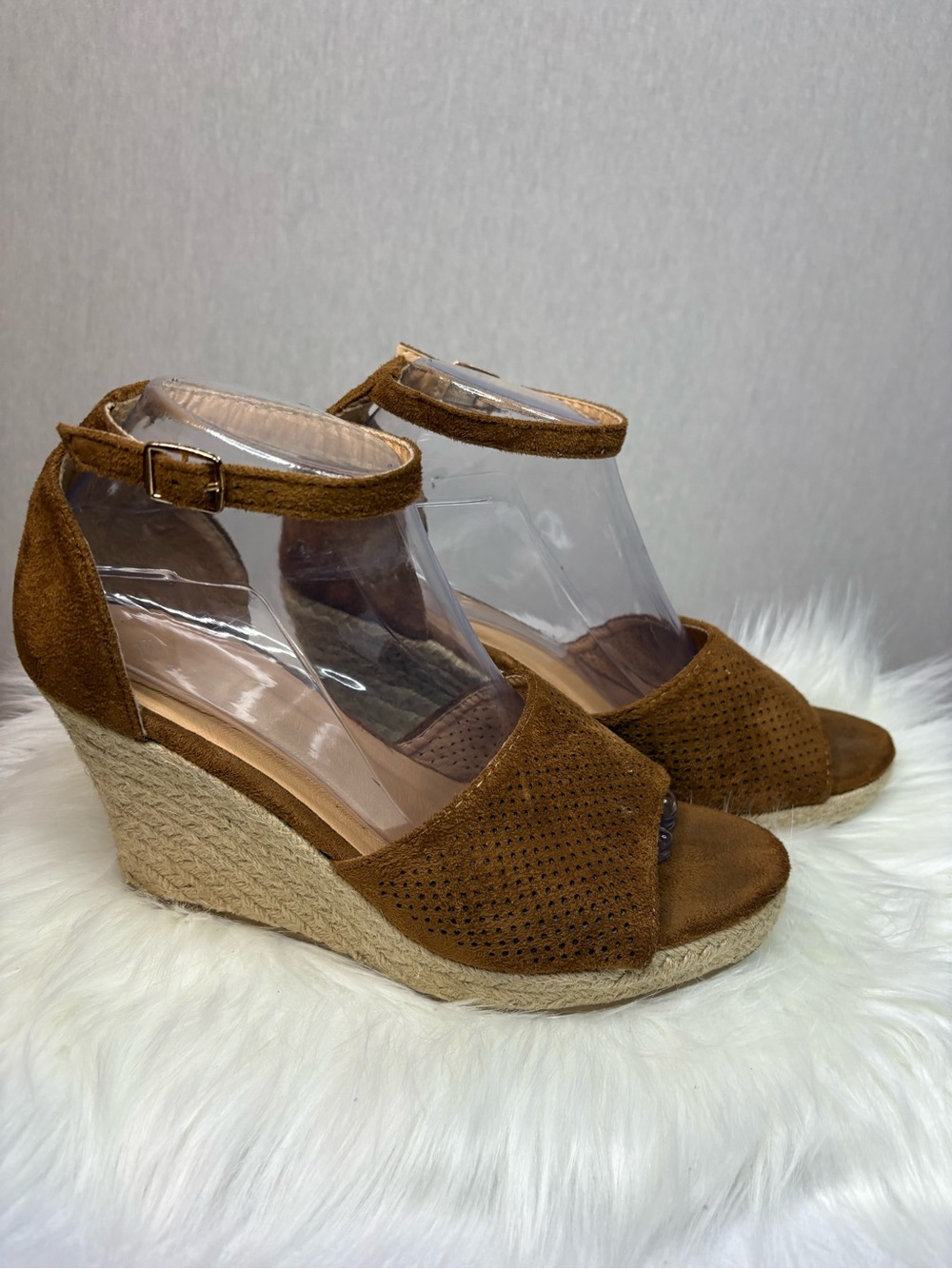 Forever Young Brown Suede Ankle-Strap Wedge Sandals